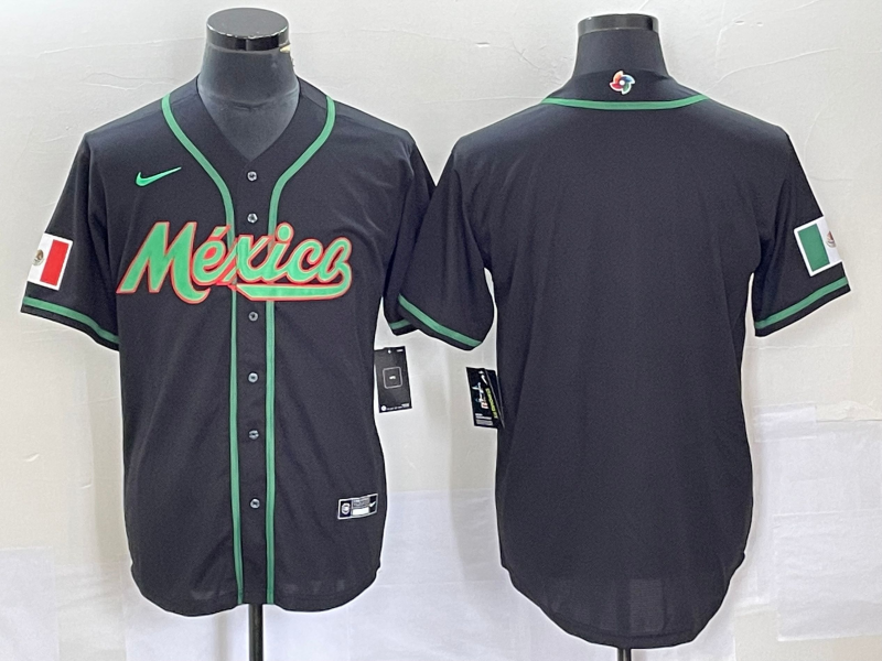 Men's Mexico Baseball Blank 2023 Black World Baseball Classic Stitched Jersey